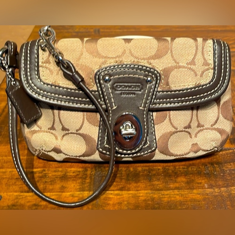 Coach Legacy Signature Wristlet (Brown) - EUC